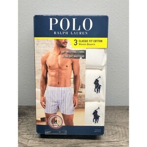 POLO Ralph Lauren Men's Small 3-Pack Classic Fit Cotton Woven Boxers White NIB